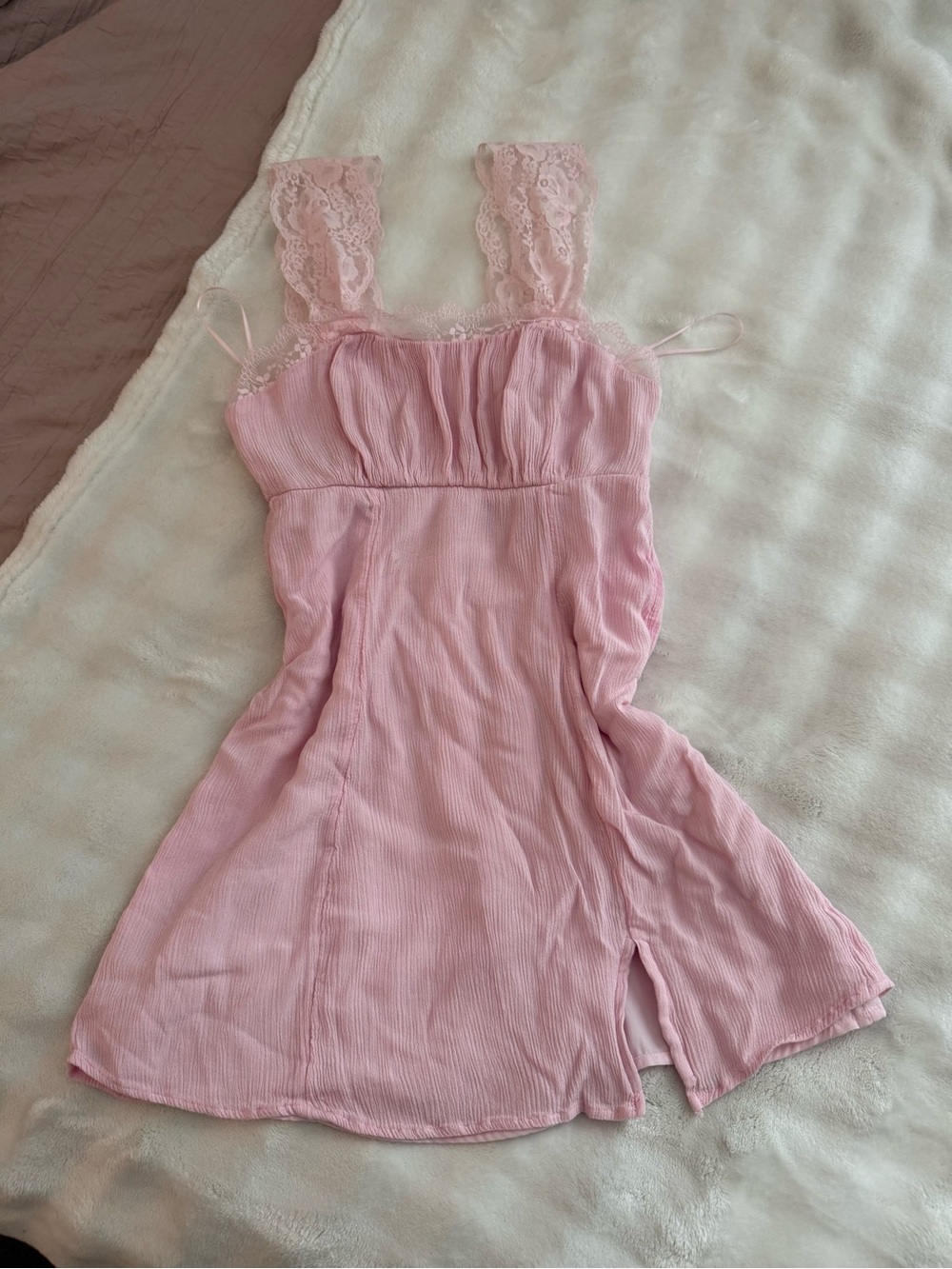 ✨ Selfie Leslie Pink Lace Milkmaid Mini Dress | XS